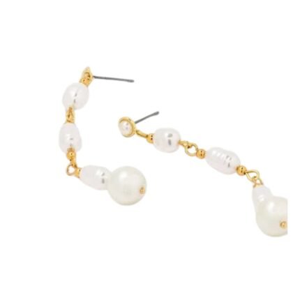 Gold Pearl Drop Earrings Classic Elegant Design